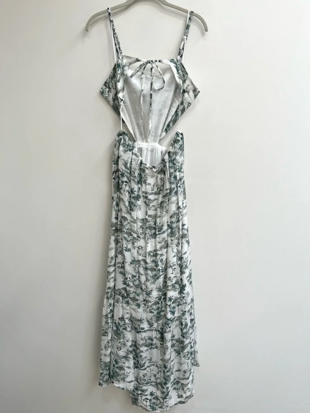 Abercrombie Women's Crinkle Textured Cutout Maxi Dress Green White Toile Large